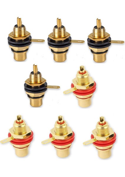 4paır/8 Pcs Altın Kaplama Rca Jack Konnektör Paneli Montaj Şasi Ses Soketi Fişli Bulkhe Somun Lehim Kupası (Yurt Dışından)