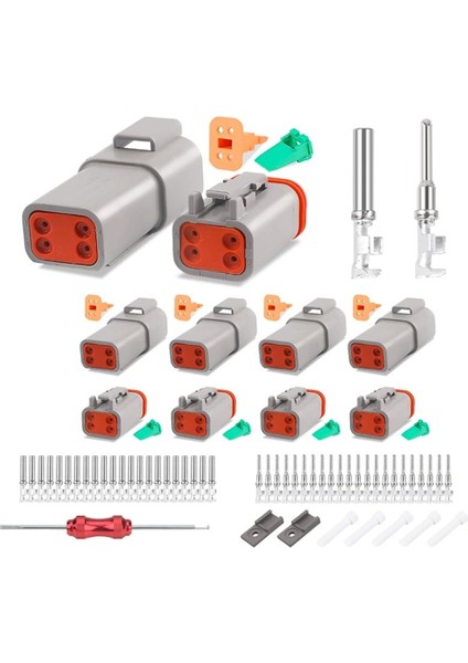 5 Set 4 Pin Dt Konektör Kiti, Su Geçirmez Dt Konektörü, Boyut 16 Damgalı Kontaklar, Araba, Kamyon, Motosiklet Için Mühür Tapaları (Yurt Dışından)