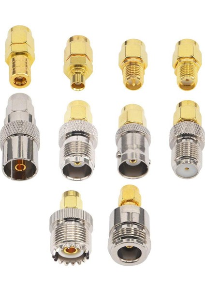 10 Tip Set Sma Adaptör Kitleri Sma Erkek To N/f/bnc/uhf/mcx/smb/tv/tnc Dişi Düz Nikel Altın Kaplama Test Dönüştürücü (Yurt Dışından)
