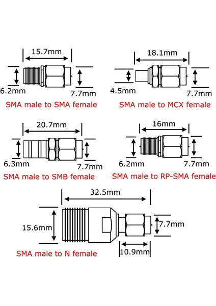 10 Tip Set Sma Adaptör Kitleri Sma Erkek To N/f/bnc/uhf/mcx/smb/tv/tnc Dişi Düz Nikel Altın Kaplama Test Dönüştürücü (Yurt Dışından) modelleri
