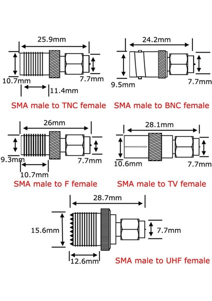 10 Tip Set Sma Adaptör Kitleri Sma Erkek To N/f/bnc/uhf/mcx/smb/tv/tnc Dişi Düz Nikel Altın Kaplama Test Dönüştürücü (Yurt Dışından) fırsatları