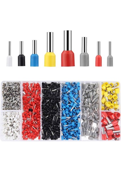 Tel Ferrules Konnektör Terminalleri Kiti 1200 Pcs Çeşitlilik Ferül Tel Konektör Kiti Yalıtımlı Kordon Pimi Uç (Yurt Dışından)