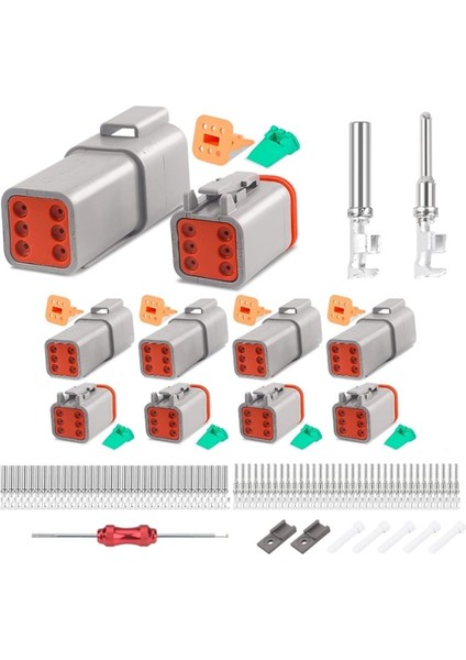 5 Set 6 Pin Dt Konektör Kiti, Su Geçirmez Dt Konnektörü, Boyut 16 Damgalı Kontaklar, Araba, Kamyon, Motosiklet Için Mühür Tapaları (Yurt Dışından)