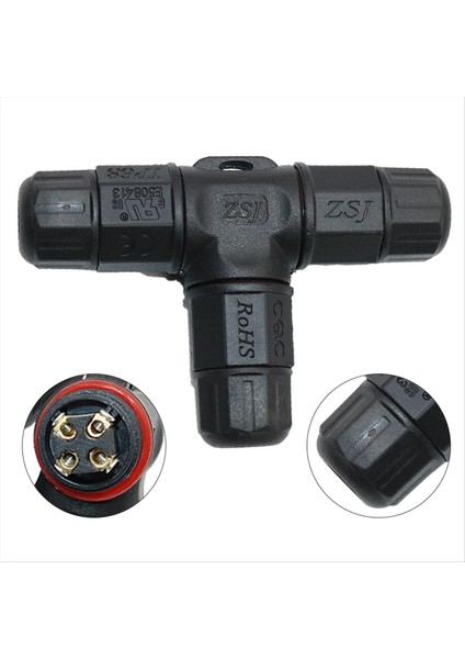 Zsj M20 LP68 Su Geçirmez Konektör T Şekli 3 Yollu 4 Çekirdek Bağlantı Kutusu Konektörü Dış Mekan Uzatma Kablosu Konnektörü 600V (Yurt Dışından) modelleri