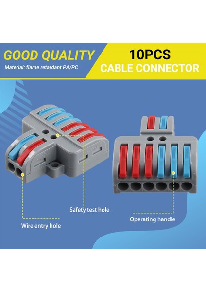 10 Pcs Terminal Bağlantısı Kelepçe Seti, Tel Konektör, Hızlı Kompakt Kablo Konektörü NC-623 Gri (Yurt Dışından) indirimleri