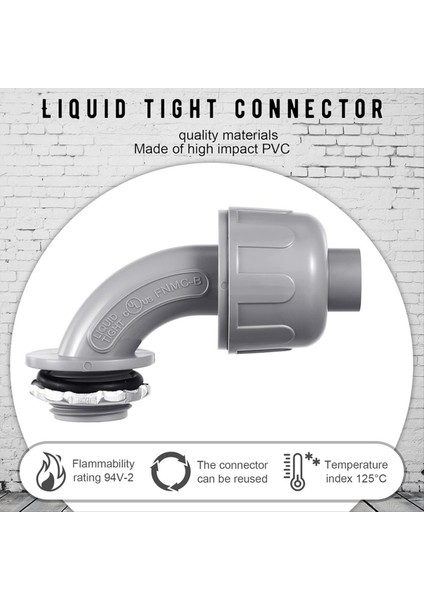 Sıvı Sıkı Konektör 1/2 Inç Esnek Metallik Olmayan Elektrikli Bozuk Konektör 90 Derece (24 Adet) (Yurt Dışından) indirimleri