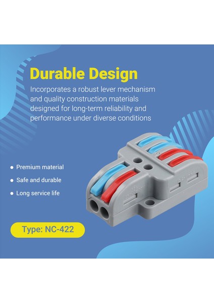 10 Pcs Terminal Bağlantısı Kelepçe Seti, Tel Konektör, Hızlı Kompakt Kablo Konektörü NC-422 Gri (Yurt Dışından) fırsatları