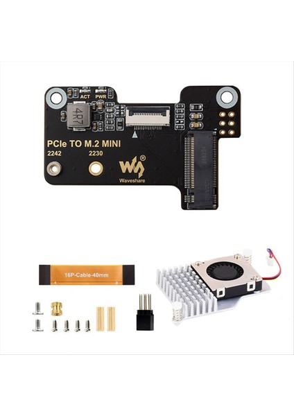 Raspberry Pi 5 Pcıe&#39;den M.2 Mini Adaptör Kartı Için Waveshare Adaptör Kartı Soğutucu Destek Nvme Sabit Disk Protokolü (Yurt Dışından)