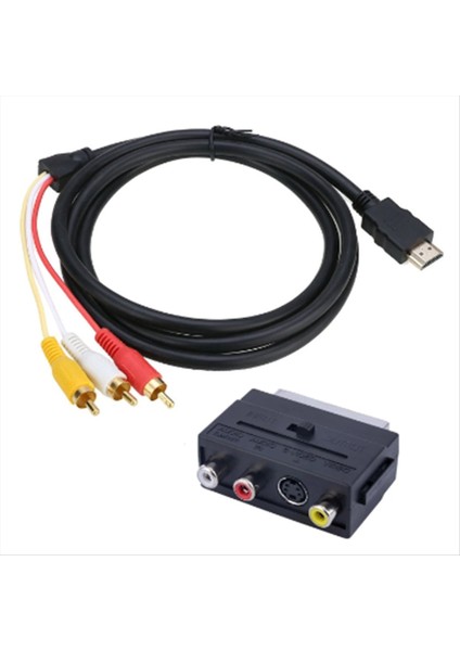 2 Arada Adaptör Kablosu HDMI ile Uyumlu Rca Scart Kablo Ses Konnektörü Erkek S-Video-Tv Rca Bağlantı Noktası Için 3 Rca Scart (Yurt Dışından)