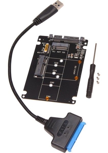 M.2 Ngff Msata - USB 3.0 Adaptör Dönüştürücü Okuyucu Kart Sata Kablosu Taşınabilir Flash Drive Desteği Sata SSD (Yurt Dışından)