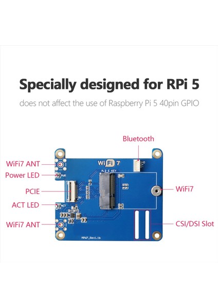 Raspberry Pi 5 Pcıe Için MPW7AC M.2 E-Key Wifi7 Modülü BE200 Destek Google Tpu, WIF6E AX210, AX200 Adaptör (Yurt Dışından) modelleri