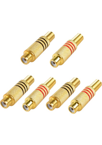 Rca Konektör Fişi, 6 Paket Rca Dişi Fiş Vidaları Sesli Video-Sıralı Jak Adaptörü Altın Kaplama Lehim Tipi, Altın (Yurt Dışından)