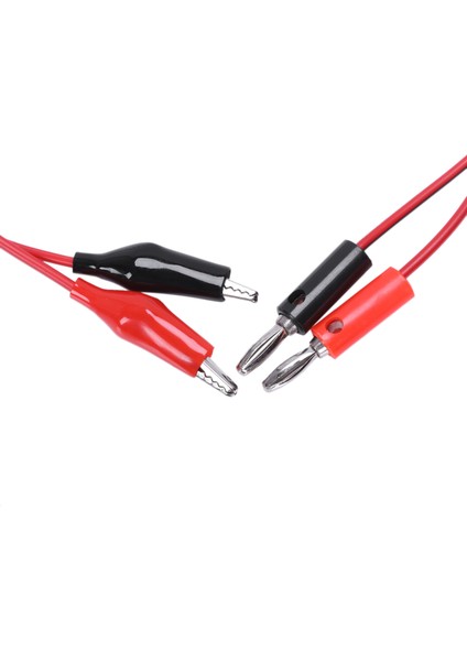 Çift Timsah Klipsleri Muz Fiş Erkek 2 Test Kurşun Siyah ve Kırmızı Kablo (Yurt Dışından) fırsatları