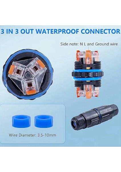 5pcs IP68 Su Geçirmez Kavşak Kutusu, Dış Mekan 5 Pin Kablo Konektörü, 3.5-10 mm Tel Aralığı (Ac 250V, 16A) (Yurt Dışından) fırsatları