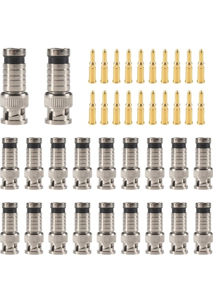 20 Pcs Bnc Sıkıştırma Konnektörü 75 Ohm Kuplör RG58-59 Için Bakır Pim ile Crimper Video Fişi Uzatma Koaksiyel Kablosu (Yurt Dışından)
