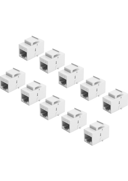 10PCS RJ45 Bağlayıcı Keystone Jack Cat6 Uzatma Bağlayıcı Ethernet Ağı Lan Kat 6 Kullanıcı Kabloları Adaptörü, Beyaz (Yurt Dışından)