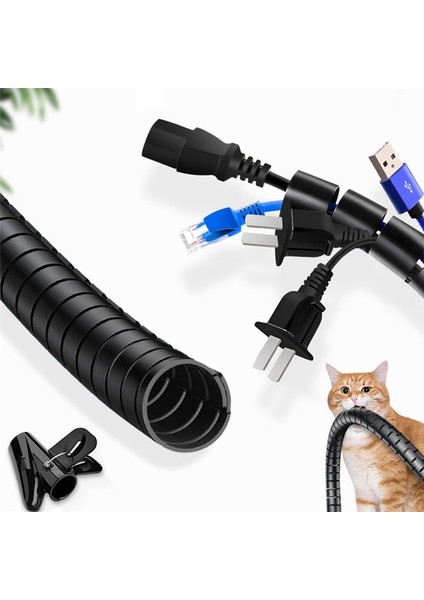 Esnek Spiral Kablo Organizer Depolama Hattı Koruyucu Yönetim Kablo Makarası Masaüstü Düzenli Kablo Aksesuarları (Yurt Dışından)