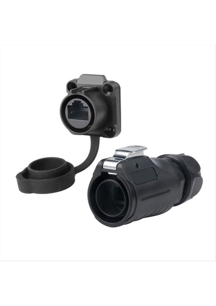 Lp-20 RJ45 Su Geçirmez Konektör Seti Cat6 IP68 Su Geçirmez Konektör RJ45 Panel Montaj Soket Fişi Ağ Kablosu Adaptör B (Yurt Dışından)