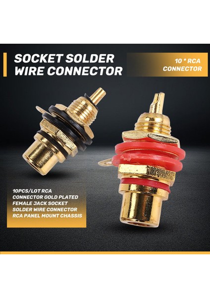 10PCS/LOT Rca Konektör Altın Kaplama Dişi Jak Soketi Lehim Tel Konektörü Rca Panel Montaj Şasisi (Yurt Dışından) fırsatları