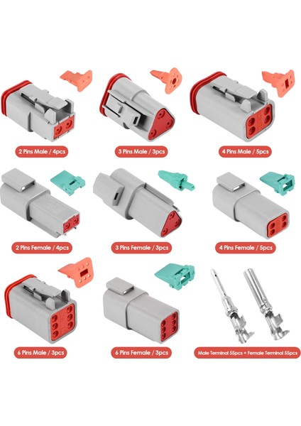 140PCS Deutsch Dt Serisi Su Geçirmez Teli Konnektör Kiti DT06-2/3/4/6S DT04-2/3/4/6P Pıns Box ile Otomotiv Mühürlü Fiş (Yurt Dışından) modelleri
