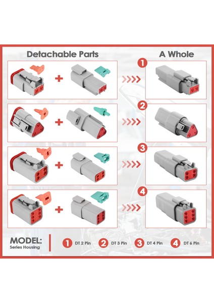 140PCS Deutsch Dt Serisi Su Geçirmez Teli Konnektör Kiti DT06-2/3/4/6S DT04-2/3/4/6P Pıns Box ile Otomotiv Mühürlü Fiş (Yurt Dışından) fırsatları