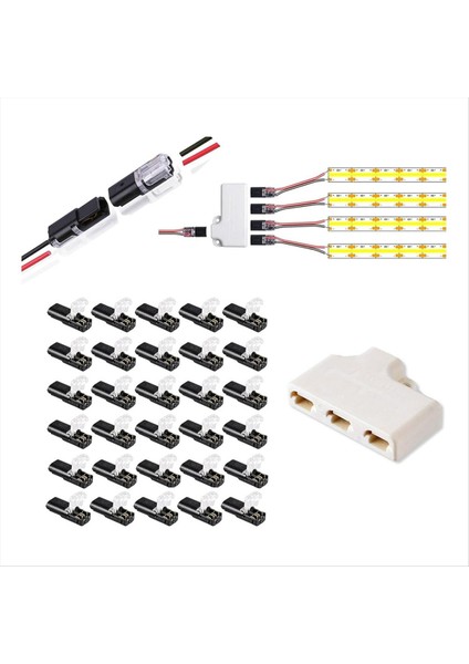 30 Pack Çift - Tel Eklenti Konnektörü, Takılabilir 2/3/4 Pin 3 Yolu LED Tel Konektörleri Düşük Voltajlı Tel Konektörler (Yurt Dışından)