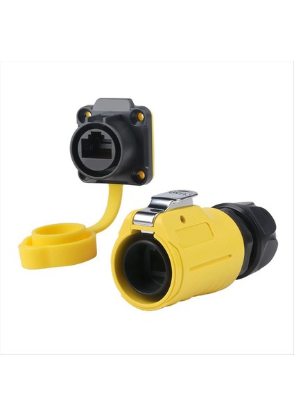 Lp-20 RJ45 Su Geçirmez Konnektör Seti Cat6 IP68 Su Geçirmez Konektör RJ45 Panel Montaj Soket Fişi Ağ Kablosu Adaptörü A (Yurt Dışından)