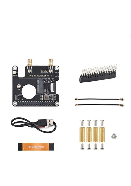 Ngff Kablosuz Kartlar Için 16P Kablo Sma Anten Konnektörü Olan Raspberry Pi 5 Pcıe Ila M.2 Ekey Adaptör Kartı Için (Yurt Dışından)