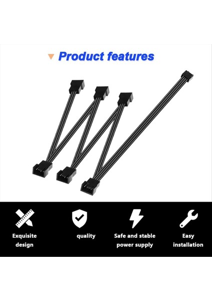 4 Pin Cpu Pwm Fan Kablosu 1 Ila 3 Yolcu Siyah Kneçli Uzatma Kablosu Konektörü 3/4pwm Fan Uzatma Kabloları (Yurt Dışından) fiyatları