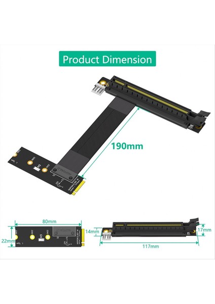 Yükseltici Kablosu M.2 Nvme - Pcıe X16 Adaptör Grafik Uzatma Kablosu 90 Derece Pcı Express 3.0 16X - M Anahtarlı Kablo B (Yurt Dışından) fırsatları