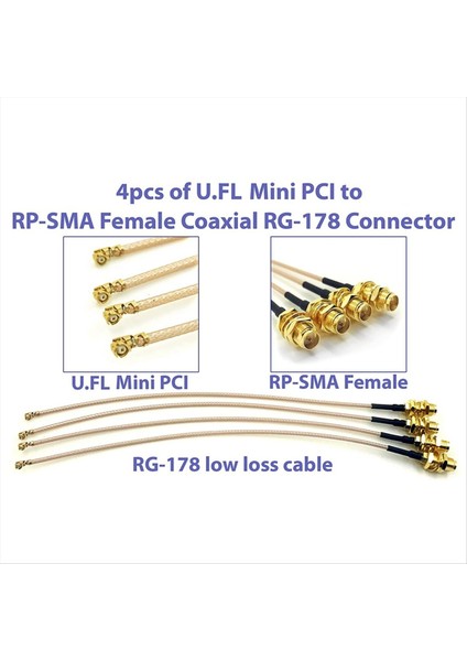 4 Rf U.fl (Ipex/ıpx) Mini Pcı Paketi-Rp-Sma Dişi Pigtail Anten Wi-Fi Koaksiyel RG-178 Düşük Kaybı Kablosu (Yurt Dışından) modelleri