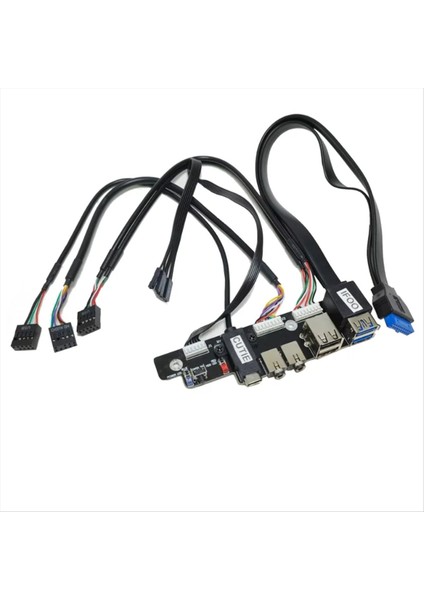 Anakart Uzatma Şasi Ön Panel Kablosu 19PIN 9pin Type-C 2-Port USB 2.0 3.0 Hd Ses 3.5mm Güç Anahtarı Kablosu (Yurt Dışından)