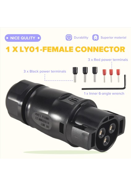 Güneş Pv Konektör Fişi Su Geçirmez IP68 4000V 40A Güneş Pv Sistem Paneli Paralel Koruma Kiti LY01-FEMALE (Yurt Dışından) fırsatları