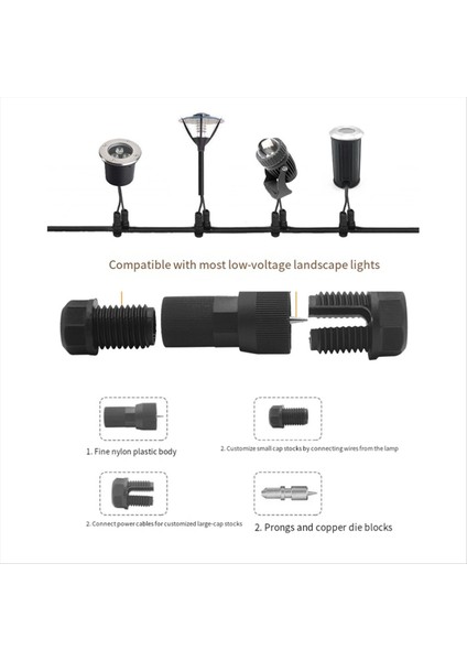 10 Adet Tel Konektör Peyzaj Aydınlatma Konektörleri, Açık Işıklar Için 12-16 Gösterge Kablo Konnektörü Için Su Geçirmez Siyah (Yurt Dışından)