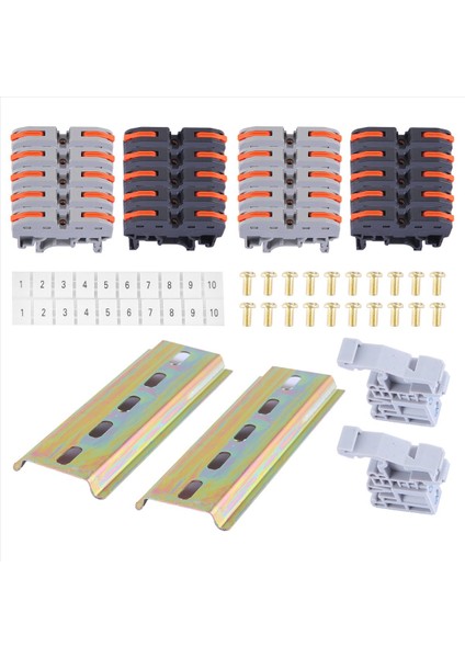 Evrensel Kompakt Konektörler, Bağlantı Çubuğu, Işaret Şeridi, Vidalar, 28-12 Awg ile Dın Ray Terminal Blokları Kiti (Yurt Dışından)