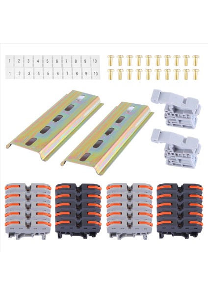 Evrensel Kompakt Konektörler, Bağlantı Çubuğu, Işaret Şeridi, Vidalar, 28-12 Awg ile Dın Ray Terminal Blokları Kiti (Yurt Dışından) modelleri