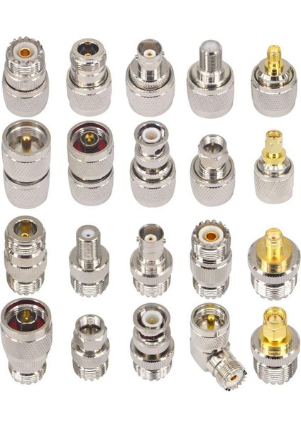 20PCS Rf Koaksiyel Konnektör Kiti Uhf SO239 PL259 Adaptör Uhf&#39;yi Sma/bnc/n/uhf/f Adaptörü Cb Anteni Için Coax Adaptörü (Yurt Dışından)
