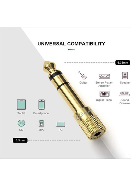 Qgeem Bağlantıları Yapın Jack 6.35MM Erkek Fişi 3,5 mm Dişi Konnektör Kulaklık Amplifikatör Ses Adaptör (Yurt Dışından) fiyatları