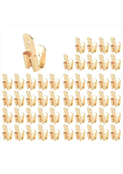 50 Pcs Piggyback Spade Konektörleri, 3 Yönlü Adaptör Çift Erkek Ila Tek Dişi Pirinç Hızlı Bağlantı Kesme Konektörleri (Yurt Dışından)