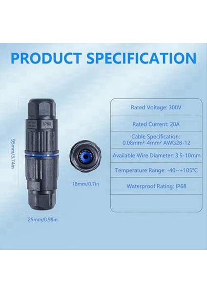 IP68 Su Geçirmez Kavşak Kutusu, Dış Mekan 3 Yolu Elektrik Kablosu Konektörü, Awg 28-12 Için Değiştirilebilir Kol Kablosu Konektörleri (Yurt Dışından) indirimleri