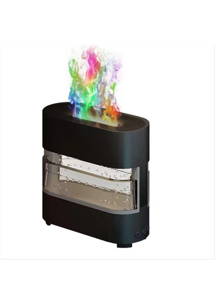 Simülasyon Alev Nemlendirici Renkli Yağmur ve Ateş Aroma Difüzör 7 Renkli ve Ev Yatak Odası Için Renkli, Siyah (Yurt Dışından)