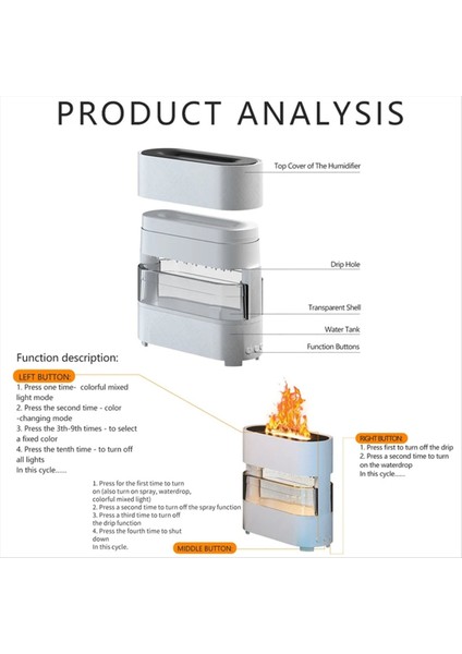 Simülasyon Alev Nemlendirici Renkli Yağmur ve Ateş Aroma Difüzör 7 Renkli ve Ev Yatak Odası Için Renkli, Siyah (Yurt Dışından) modelleri