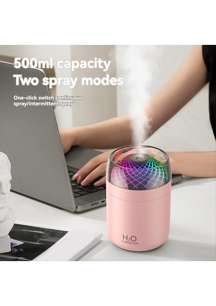 Cam Kupa Nemlendirici Renkli Işık Başucu Masa Dekorasyon Gece Işık USB Büyük Sis Nemlendirici Beyaz (Yurt Dışından)