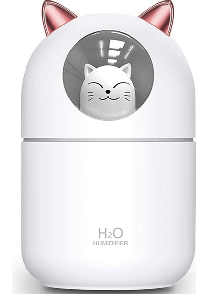 Ev Için Sevimli Kedi Serin Sis Nemlendiricisi, Kedi Gecesi Işık Gerekli Saf Hava Bebek Odası, Kolay Temiz Sessiz Çalışma Beyaz (Yurt Dışından)