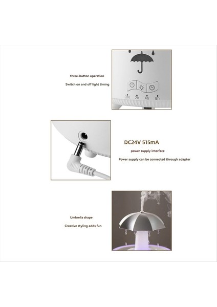 Aromaterapi Nemlendirici Şemsiye Su Damlası Hava Nemlendirici Renkli Işık Aroma Uçucu Yağ Difüzör Ingiltere Fiş A (Yurt Dışından) modelleri