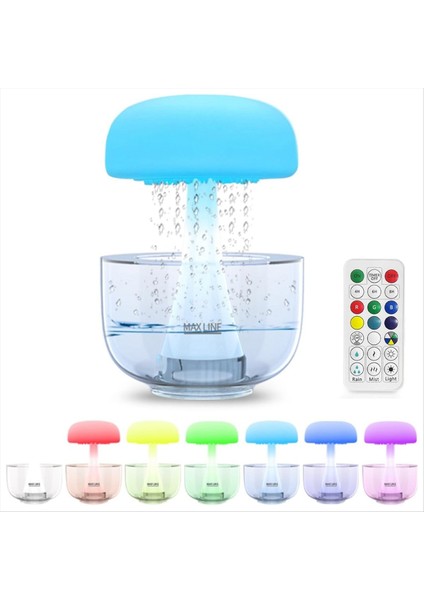 Bulut Yağmur Nemlendirici Su Damağı, Bulut Yağmuru Aromaterapi Esansiyel Yağı Difüzör 7 Renkli LED Işık Ev Ofis (Yurt Dışından)