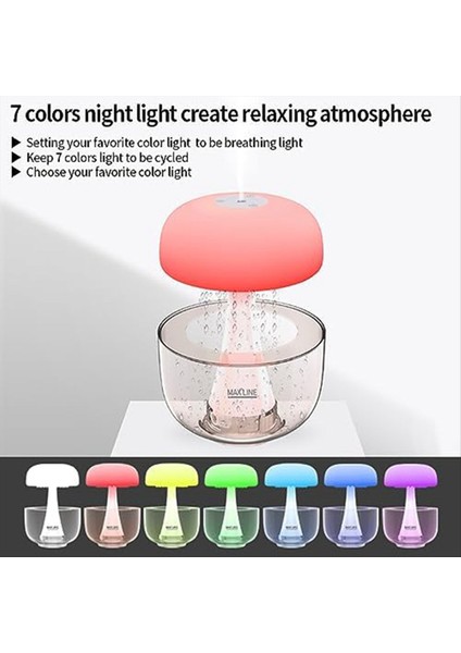 Bulut Yağmur Nemlendirici Su Damağı, Bulut Yağmuru Aromaterapi Esansiyel Yağı Difüzör 7 Renkli LED Işık Ev Ofis (Yurt Dışından) fırsatları