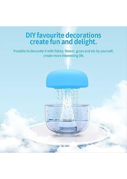 Bulut Yağmur Nemlendirici Su Damağı, Bulut Yağmuru Aromaterapi Esansiyel Yağı Difüzör 7 Renkli LED Işık Ev Ofis (Yurt Dışından) indirimleri