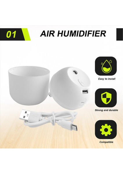 Hava Nemlendiricisi USB Küçük 220ML Mini Taşınabilir Serin Mist Difüzör Yatak Odası Ofis Masası Araç Seyahat Aroma Atomizer, Beyaz (Yurt Dışından) fırsatları