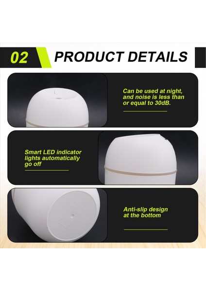 Hava Nemlendiricisi USB Küçük 220ML Mini Taşınabilir Serin Mist Difüzör Yatak Odası Ofis Masası Araç Seyahat Aroma Atomizer, Beyaz (Yurt Dışından) indirimleri